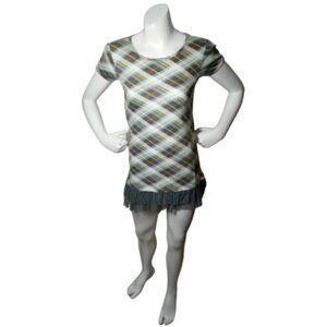 Plaid Dress with Grey Ruffle for Girls (10/12) – 100% Cotton
